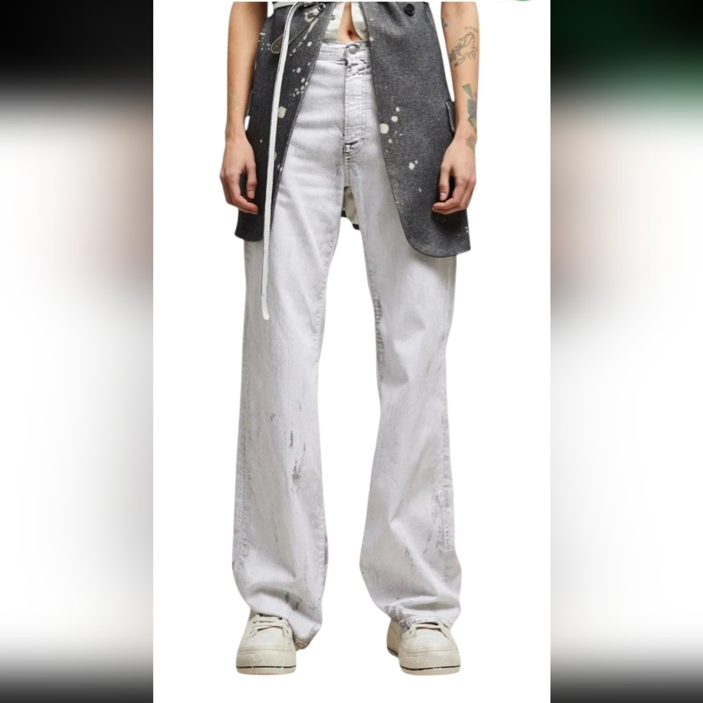 Nwt Sz 24 and 30 R13 Jane Jeans In Cracked Grey High-Rise Flared Jeans